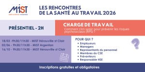 RST 2026 : Charge de travail (présentiel) - 18/03/2026 - de 09h30 à 11h30 - MIST Hérouville Saint-Clair - MIST Normandie RST 2026 : Charge de travail (présentiel) - 18/03/2026 - de 09h30 à 11h30 - MIST Hérouville Saint-Clair - MIST Normandie