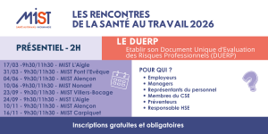 RST 2026 : DUERP (présentiel) - 23/09/2026 - de 09h30 à 11h30 - MIST Villers-Bocage - Évènements de MIST Normandie RST 2026 : DUERP (présentiel) - 23/09/2026 - de 09h30 à 11h30 - MIST Villers-Bocage - Évènements de MIST Normandie
