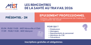 RST 2026 : Epuisement professionnel (présentiel) - 17/09/2026 de 09h30 à 11h30 - MIST Alençon - Évènements de MIST Normandie RST 2026 : Epuisement professionnel (présentiel) - 17/09/2026 de 09h30 à 11h30 - MIST Alençon - Évènements de MIST Normandie